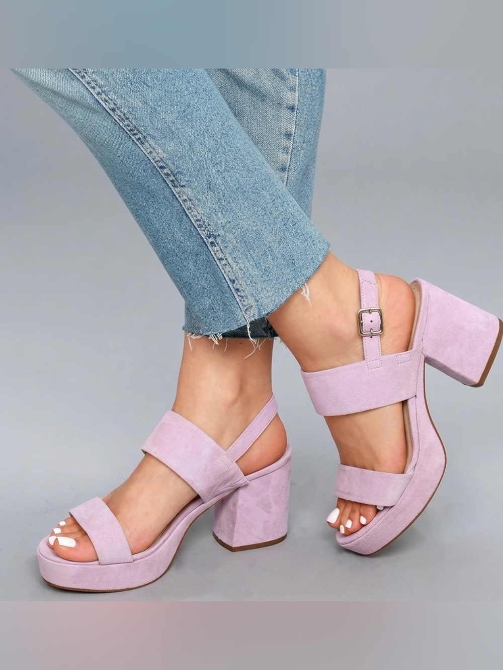 Steve Madden Reba Lilac Suede Platform Heeled Sandals Size 8
